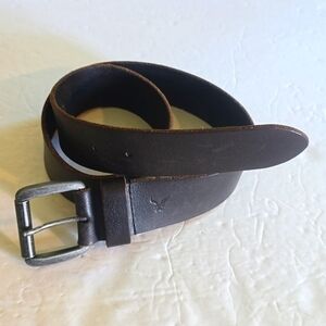 American Eagle Dark Brown Premium Leather Belt Silver Buckle New! Sz.30